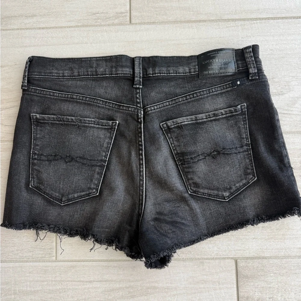 Lucky Brand Women's Distressed Black Jean Shorts - Picture 3 of 7
